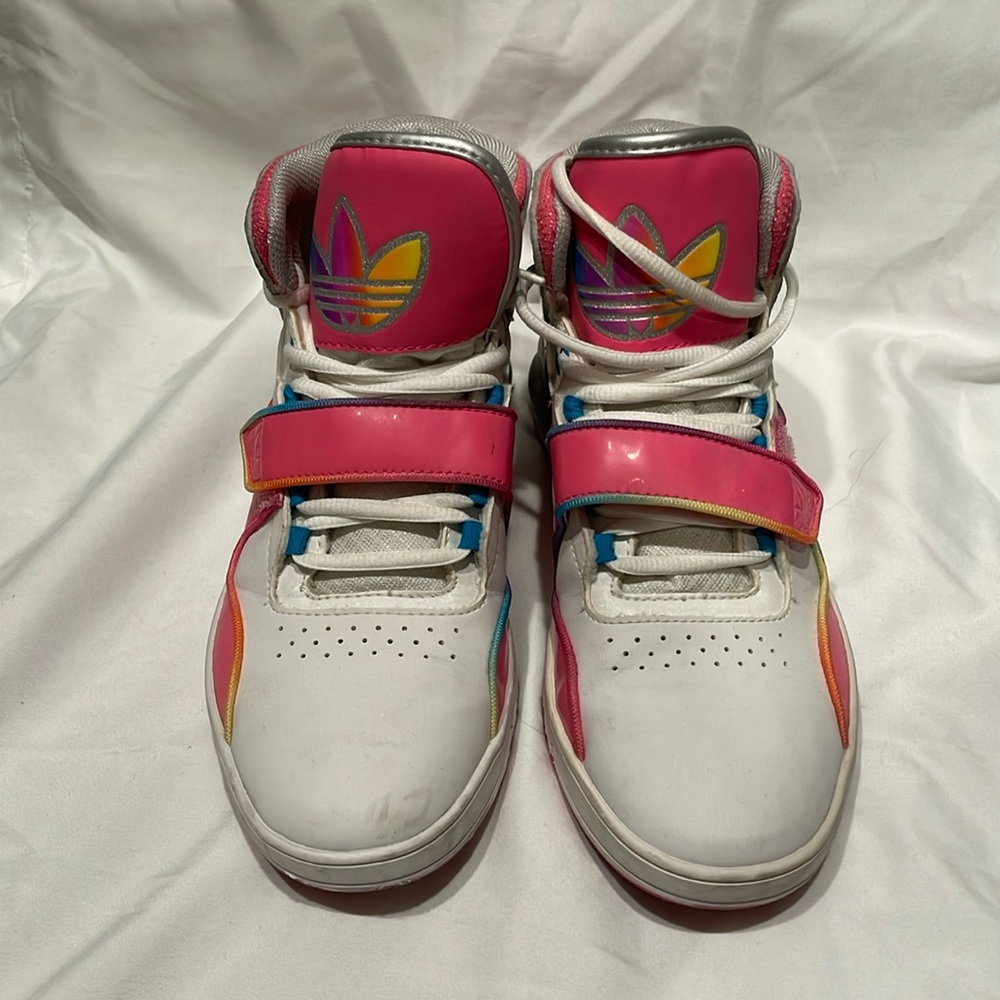 Pink adidas high tops